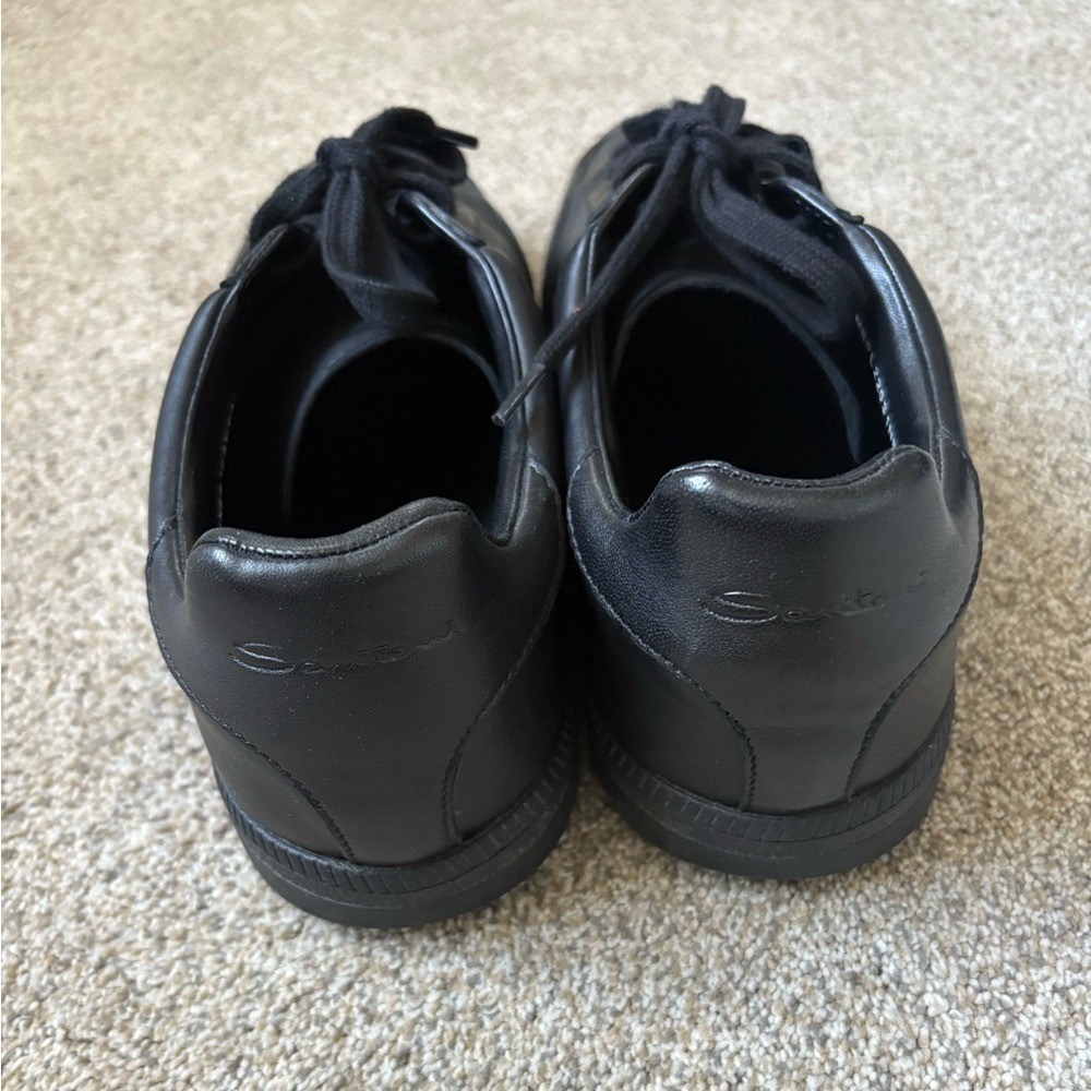 Santoni - Men's Calf Leather Almond Toe DBS Oly Sneakers - Size 10.5 - Black - Picture 8 of 10